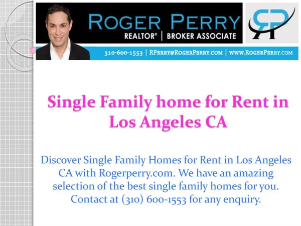 Single Family home for Rent in Los Angeles CA