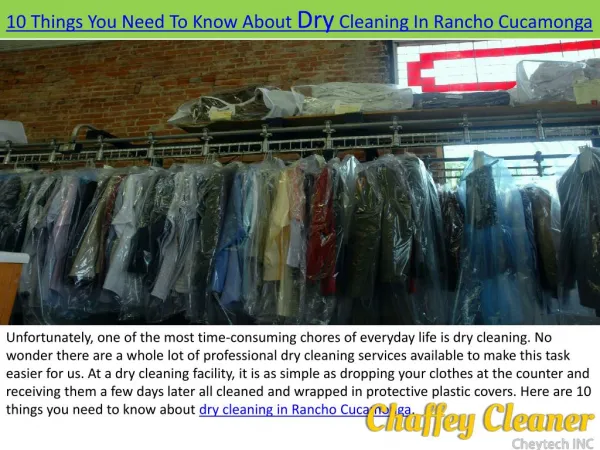 Dry Cleaners in Rancho Cucamonga, Alta Loma | Pick-up and Delivery - Chaffey Cleaners