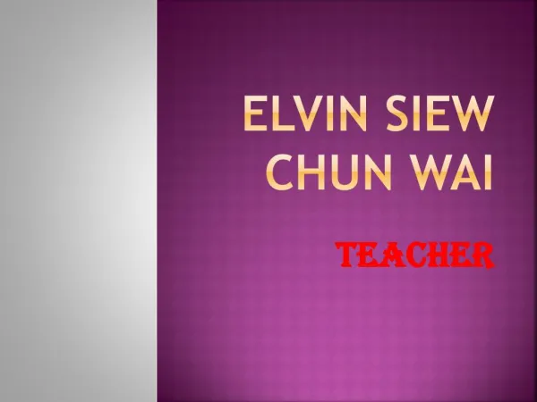 Characteristics of Elvin Siew Chun Wai as a Teacher