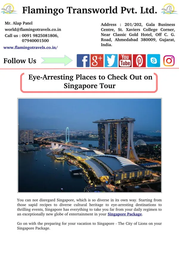 Eye-Arresting Places to Check out on Singapore Tour