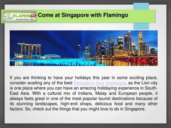 Let's Explore The Beauty of Singapore with Singapore Package