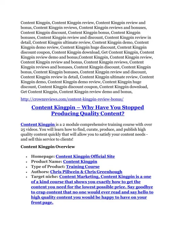 Content Kingpin Review and Premium $14,700 Bonus