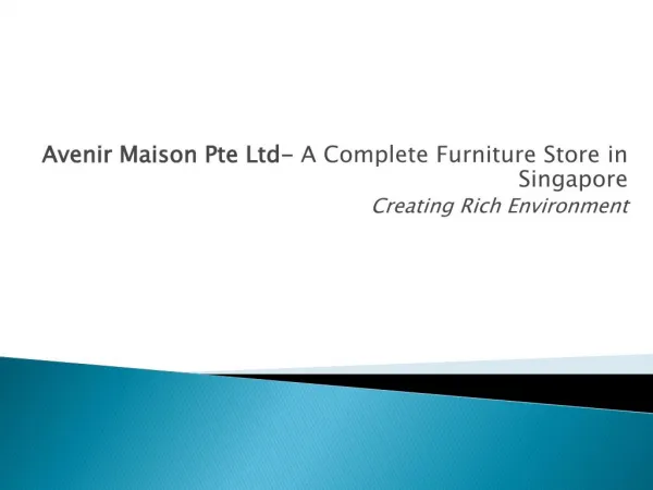 Avenir Maison- A Complete Furniture Store in Singapore