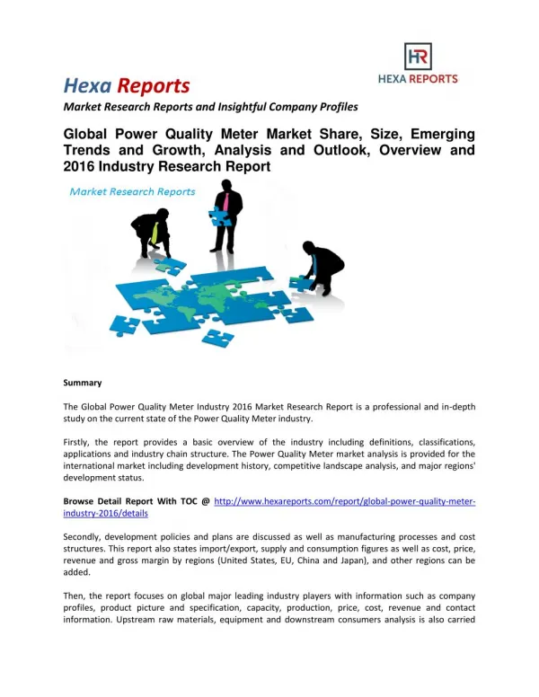 Power Quality Meter Market Share, Size, Trends and Growth To 2020