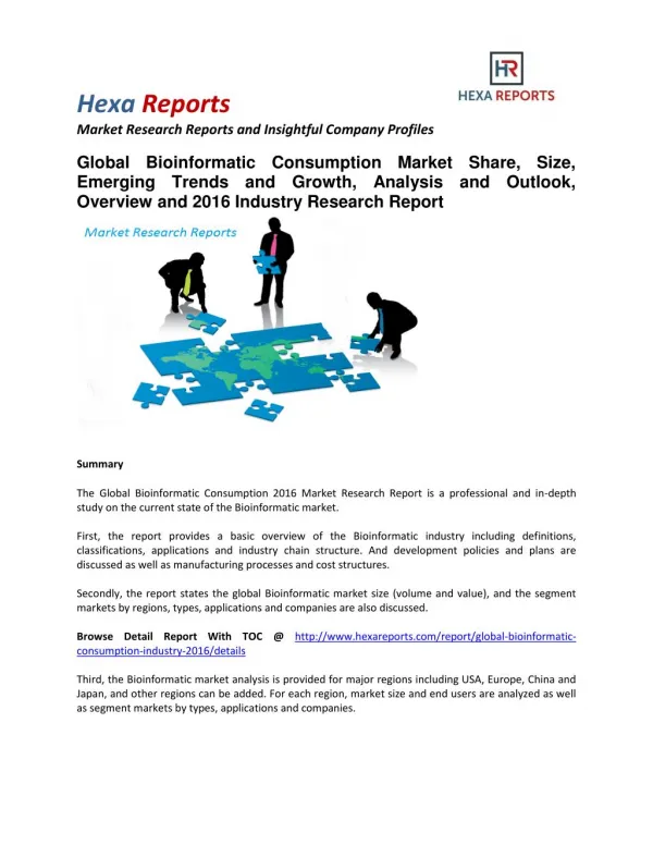 Bioinformatic Consumption Market Share, Size, Trends and Growth To 2020