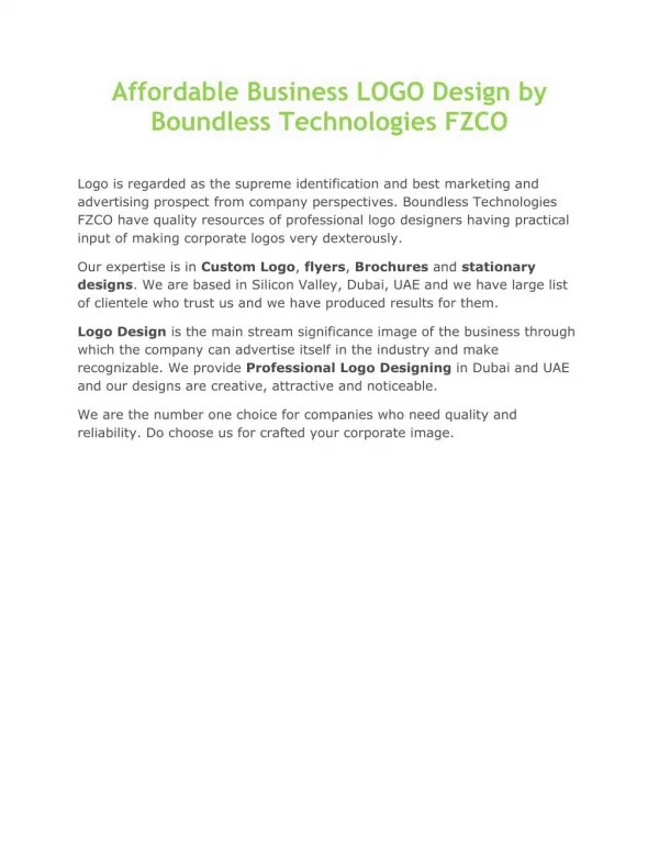 Creative logo designers in Dubai by Boundless Technologies FZCO
