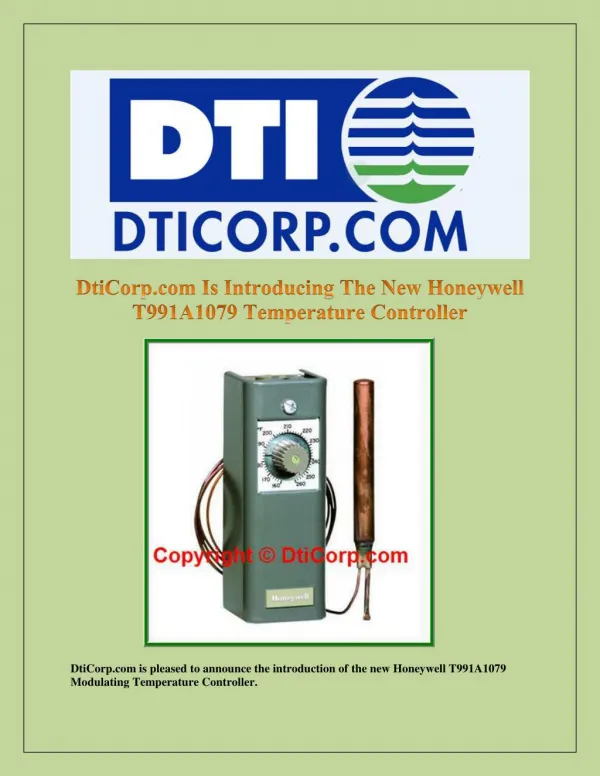 Dticorp.Com Is Introducing the New Honeywell T991A1079 Temperature Controller