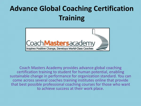 Advance Global Coaching Certification Training