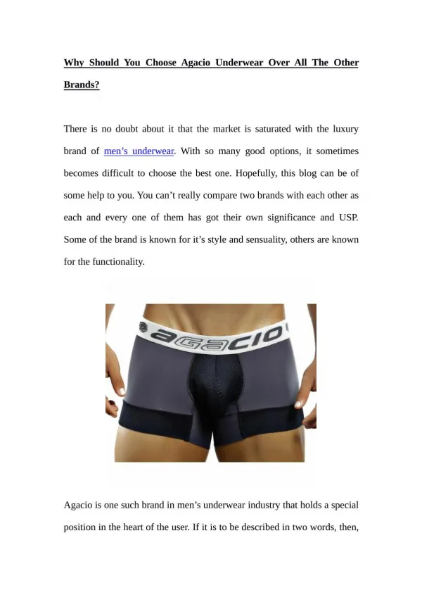 Why Should You Choose Agacio Underwear Over All The Other Brands?