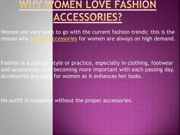 Why Women Love Fashion Accessories?