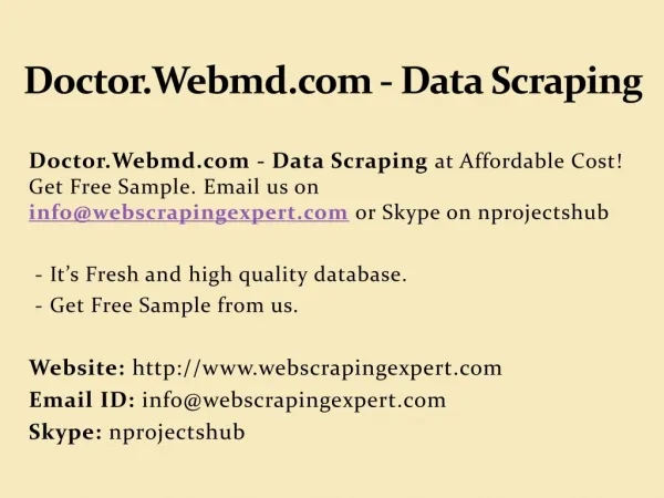 Doctor.Webmd.com - Data Scraping