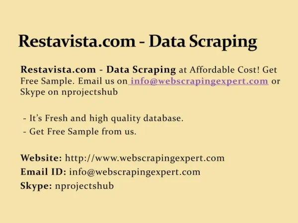 Restavista.com - Data Scraping