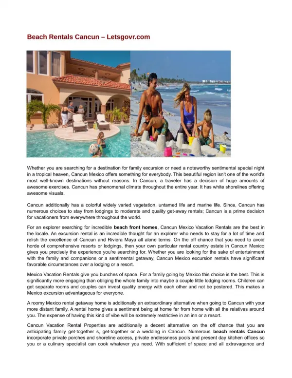 Beach Rentals Cancun – Letsgovr.com