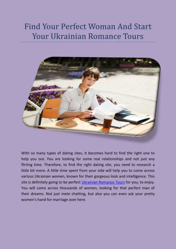 Find Your Perfect Woman And Start Your Ukrainian Romance Tours
