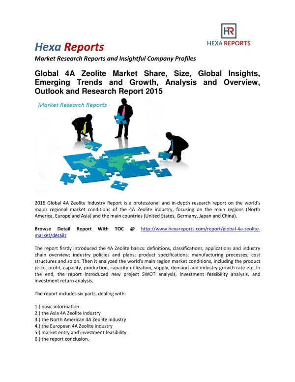 4A Zeolite Market Share, Size, Overview, Outlook and Research Report 2015