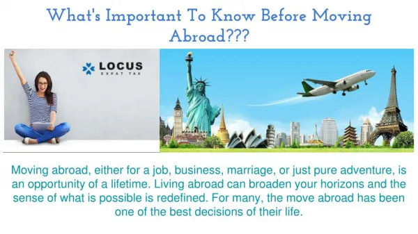 What's Important To Know Before Moving Abroad???
