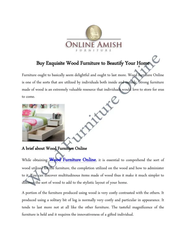 Buy Exquisite Wood Furniture to Beautify Your Home