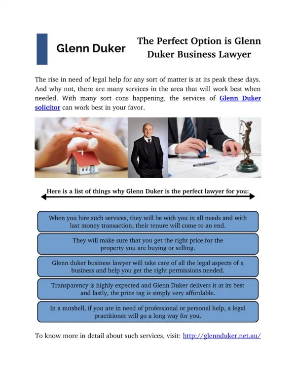 The Perfect Option is Glenn Duker Business Lawyer