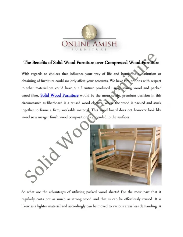 The Benefits of Solid Wood Furniture over Compressed Wood Furniture
