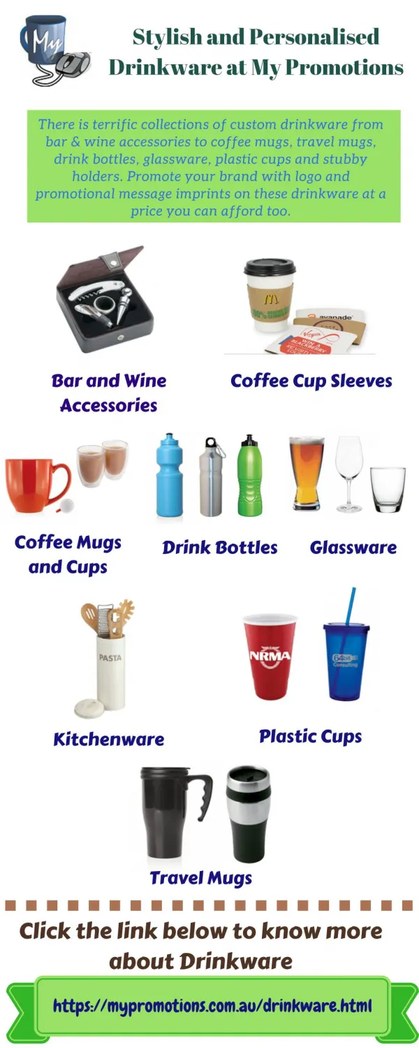 Shop for Personalised Drinkware at My Promotions Australia