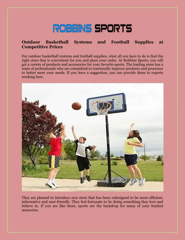 Outdoor Basketball Systems and Football Supplies at Competitive Prices