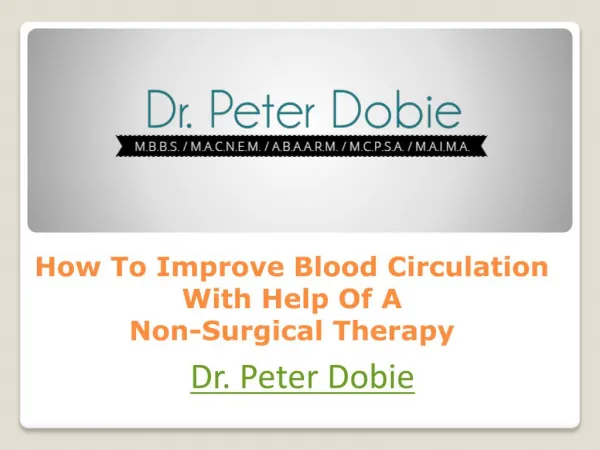 How To Improve Blood Circulation With Help Of A Non-Surgical Therapy