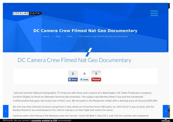 DC Camera Crew Filmed Nat Geo Documentary - Washington DC Video Production