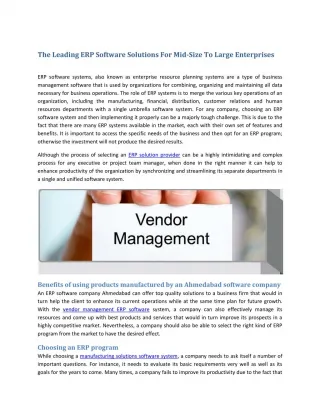 The Leading ERP Software Solutions For Mid-Size To Large Enterprises - slide 1