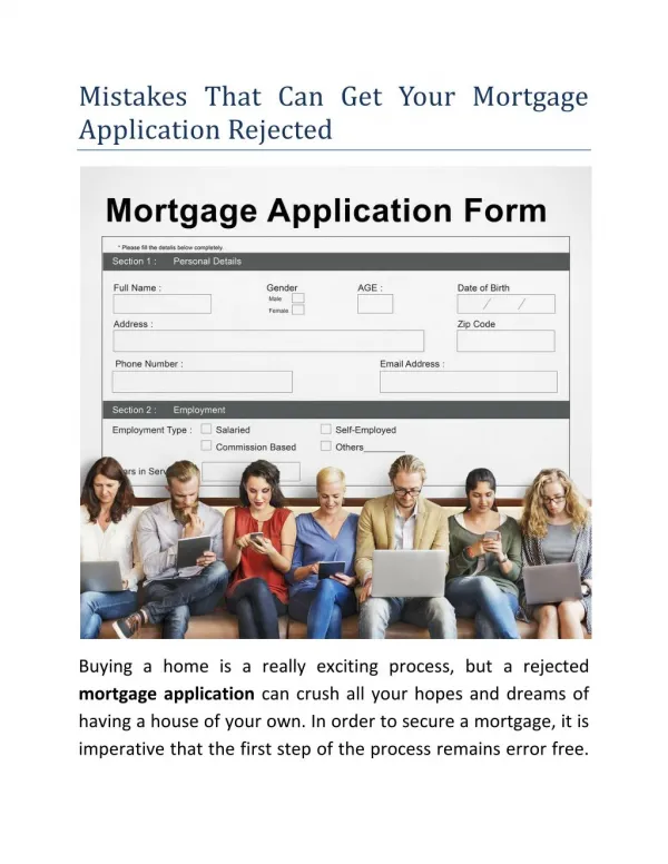 Mistakes That Can Get Your Mortgage Application Rejected