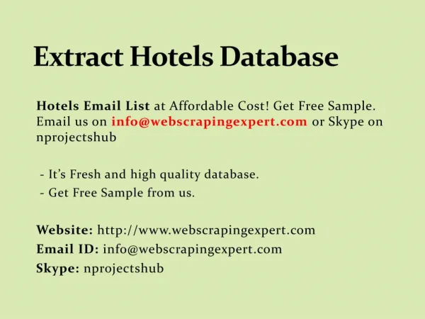 Extract Hotels Database