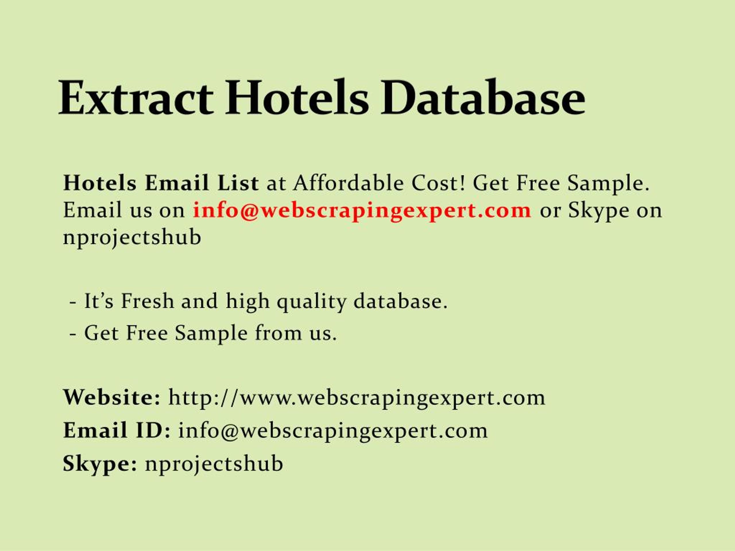 PPT - Extract Hotels Database PowerPoint Presentation, free download ...