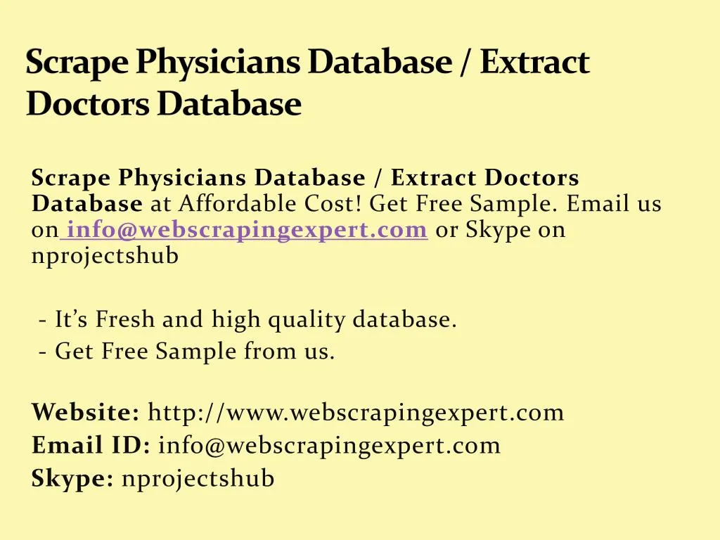 scrape physicians database extract doctors database