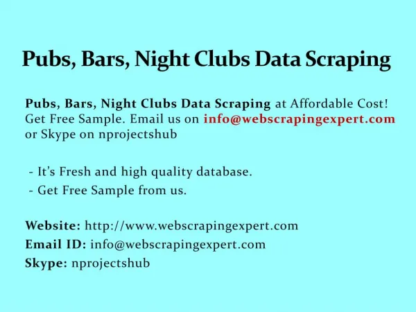 Pubs, Bars, Night Clubs Data Scraping