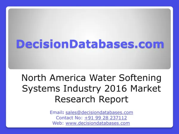 North America Water Softening Systems Industry 2016 Market Research Report