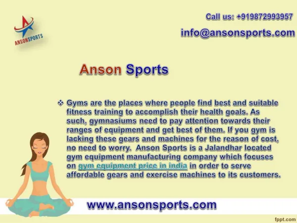 Anson Sports offers Affordable Gym Equipment Price in India