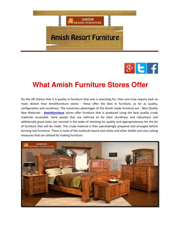 What Amish Furniture Stores Offer