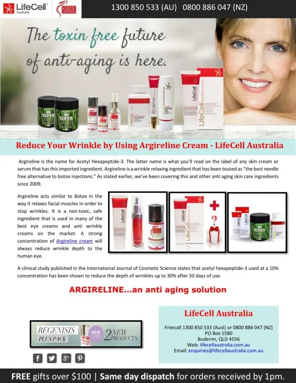 Reduce Your Wrinkle by Using Argireline Cream - LifeCell Australia