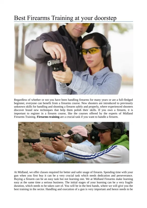 Best Firearms Training at your doorstep