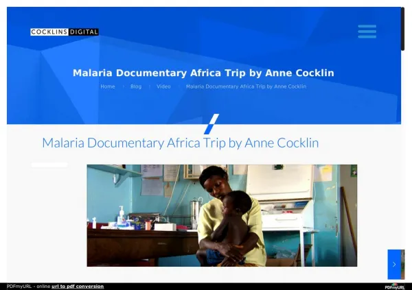 Malaria Documentary Africa Trip by Anne Cocklin