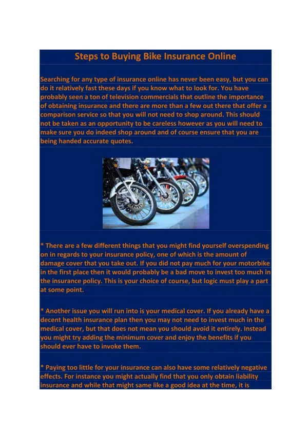 Steps to Buying Bike Insurance Online