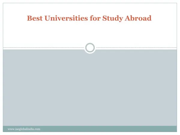 Best Universities for Study Abroad