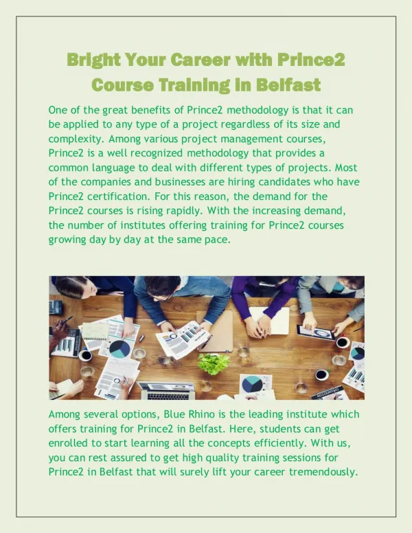 Bright Your Career with Prince2 Course Training in Belfast