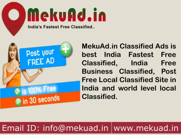 Post Free Local Classified Site - MekuAd.in