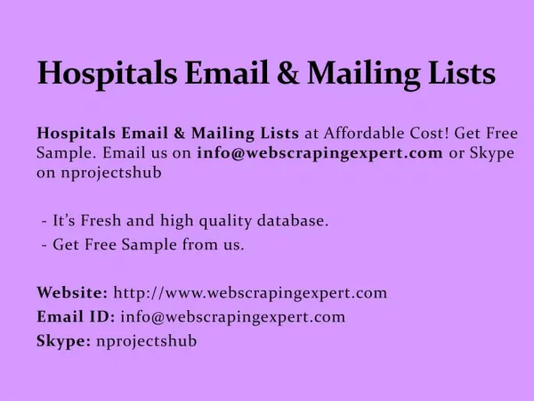 Hospitals Email & Mailing Lists