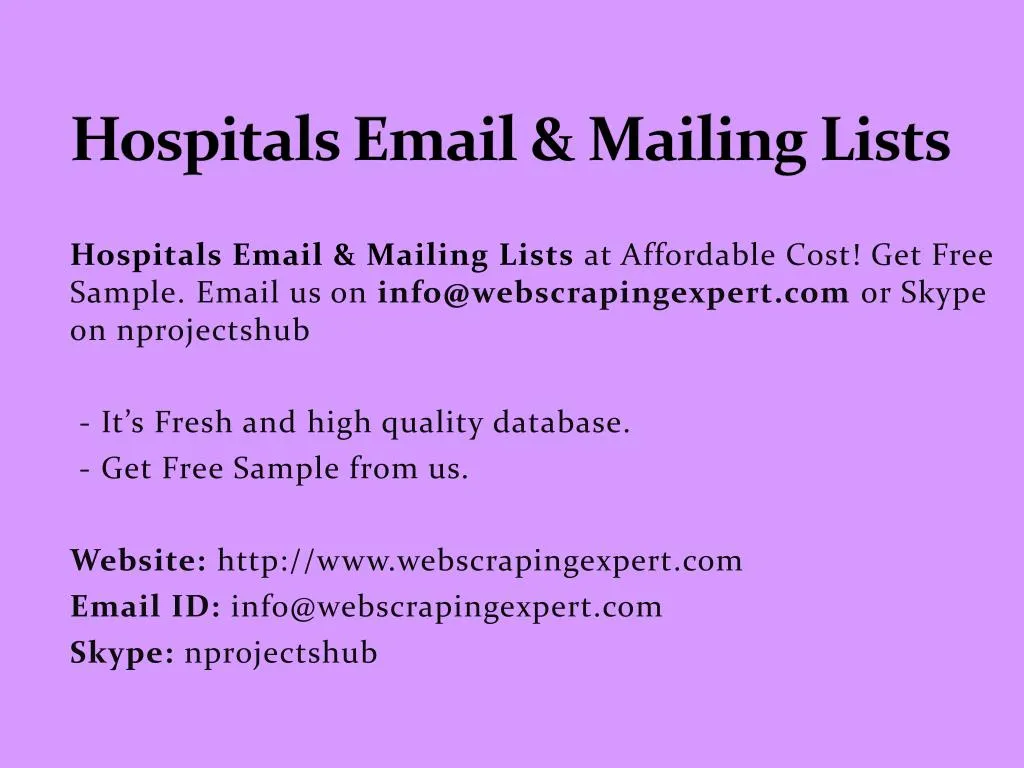 hospitals email mailing lists