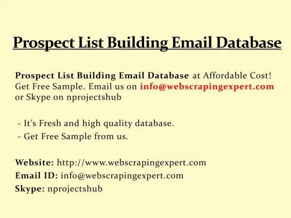 Prospect List Building Email Database