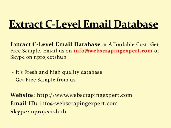 Extract C-Level Email Database