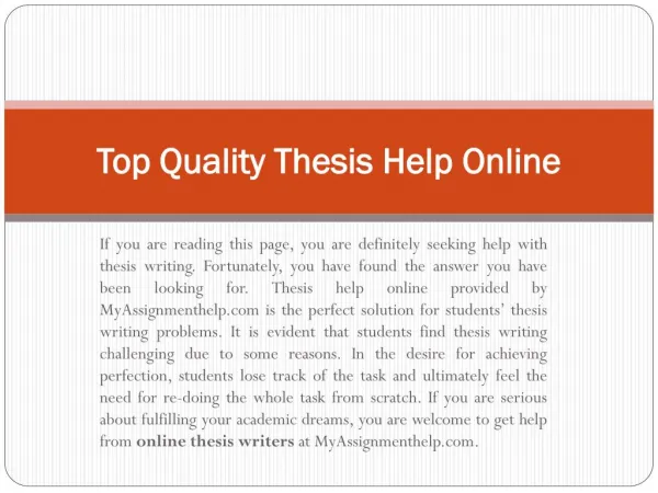 Get Thesis Help Online Services with Topics by UK Experts