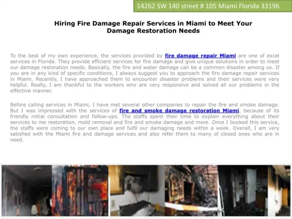 Fire Damage Repair Services in Miami