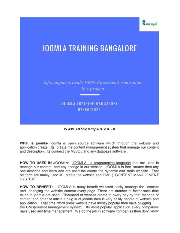 Joomla Training Bangalore